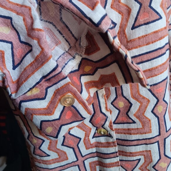 Vintage Womens Medium Aztec Shirt Button-Up Geometric Abstract Boho 1970's Mom - Picture 4 of 9